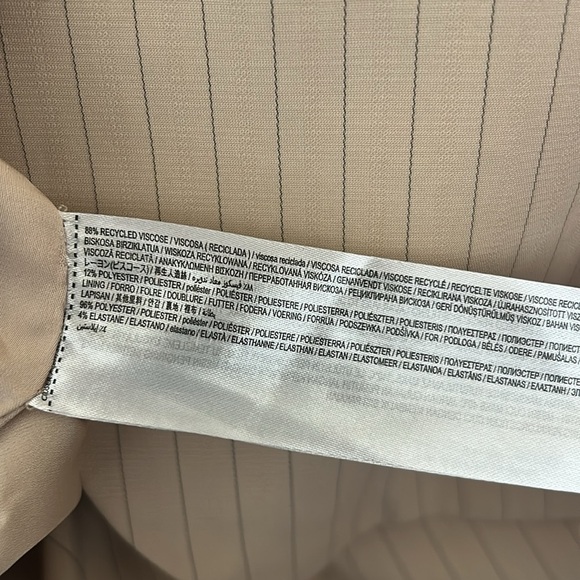 NWT MNG Mango Pinstripe Long Sleeve Single-Breasted Suit Blazer in Beige size L - Picture 16 of 16